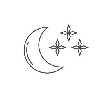 Beyaz izole arkaplanda Ay ve yıldızlar vektör simgesi. Kolayca düzenlemek için katmanlar gruplandırıldı. Tasarımın için..