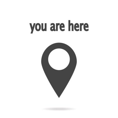 Vektör konumu simgesi. Burada beyaz izole edilmiş arka plandasın. Kolayca düzenlemek için katmanlar gruplandırıldı. Tasarımın için..