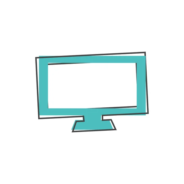 Wektorowa Ilustracja Nowoczesnego Monitora Komputerowego Monitor Stylu Kreskówki Białym Odizolowanym — Wektor stockowy