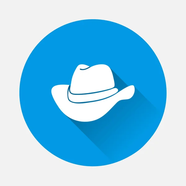 Cowboy Hatt Vektor Ikon Blå Bakgrund Platt Bild Med Lång — Stock vektor