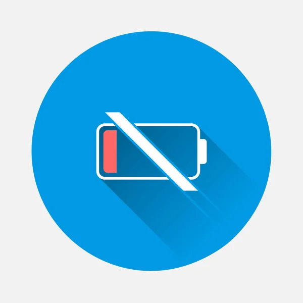 Batterij Indicator Pictogram Blauwe Achtergrond Vlak Beeld Met Lange Schaduw — Stockvector