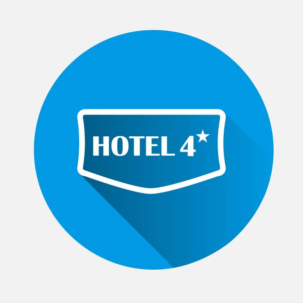 Vector Icono Placa Hotel Cuatro Estrellas Icono Sobre Fondo Azul — Vector de stock