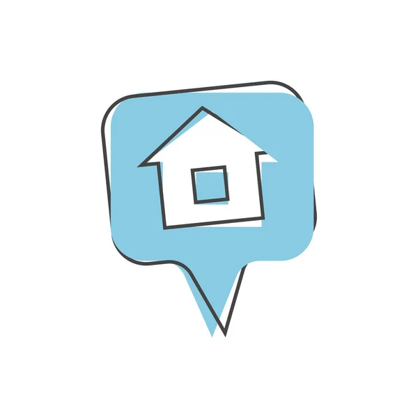 Pin Home Vector Icon Style White Isolated Fone — стоковый вектор