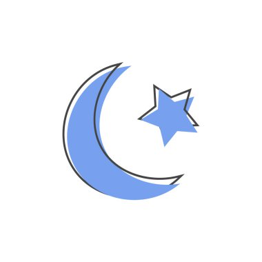 Beyaz izole edilmiş arka planda karikatür tarzında İslam 'ın simgesi. Kolayca düzenlemek için katmanlar gruplandırıldı. Tasarımın için.. 