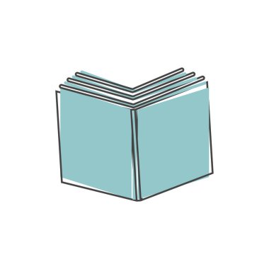 Beyaz izole edilmiş arkaplan üzerine açık bir kitabın vektör simgesi. Kolayca düzenlemek için katmanlar gruplandırıldı. Tasarımın için..