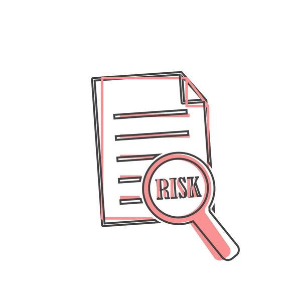 Vektor Ikon Ordet Risk Förstoringsglas Risk För Affärsrisker Tecknad Stil — Stock vektor