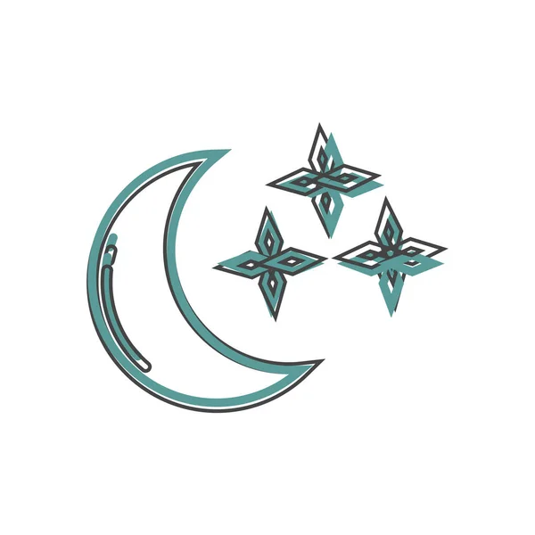 Иконка Луны Звезд Белом Изолированном Фоне Слои Сгруппированы Простого Редактирования — стоковый вектор