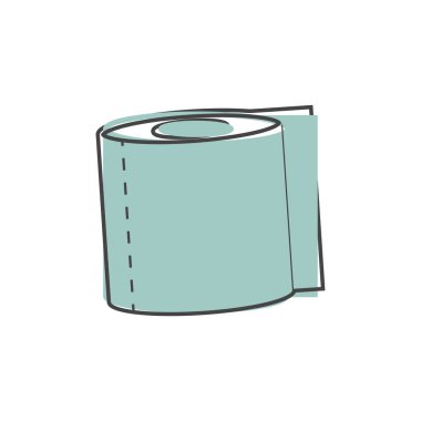 Beyaz izole arka planda çizgi film tarzı tuvalet kağıdı rulo vektörü. Kolayca düzenlemek için katmanlar gruplandırıldı. Tasarımın için..