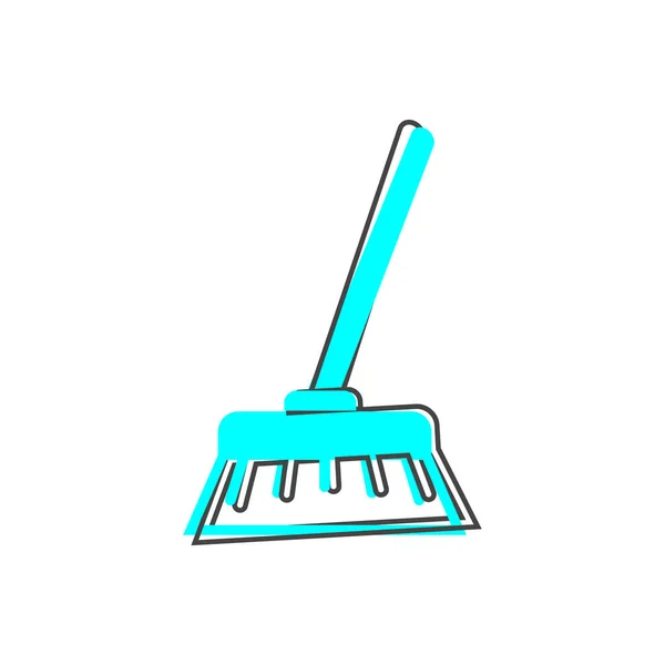 Vector Image Broom Mop Icon Cartoon Style White Isolated Background — Stock Vector