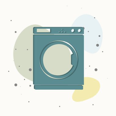 Çamaşır makinesinin vektör simgesi. Çok renkli arka plan katmanları üzerindeki ev aletleri kolay düzenleme için gruplandırıldı. Tasarımın için..