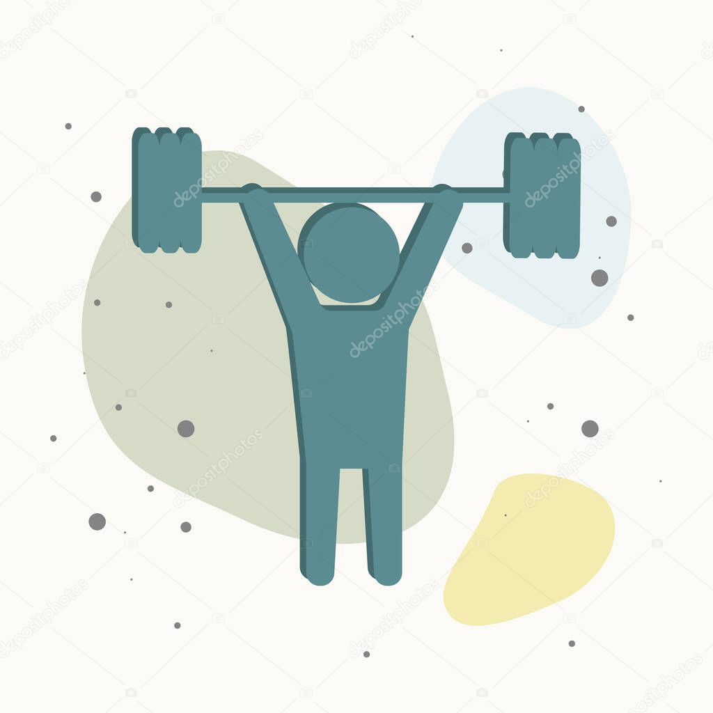 Weightlifter vector icon on multicolored background.  Layers grouped for easy editing illustration. For your design.