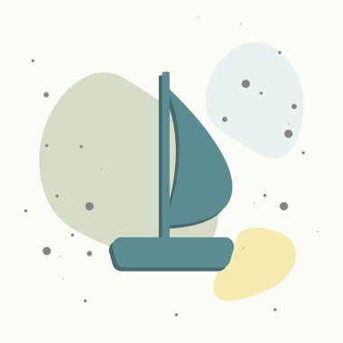 Bir deniz gemisinin vektör görüntüsü. Gemi, rengarenk arka planda yelkenli simgesi. Kolayca düzenlemek için katmanlar gruplandırıldı. Tasarımın için..