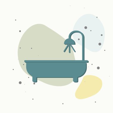 Duş almanın ya da çok renkli arka planda bir banyonun vektör simgesi. Kolayca düzenlemek için katmanlar gruplandırıldı. Tasarımın için..