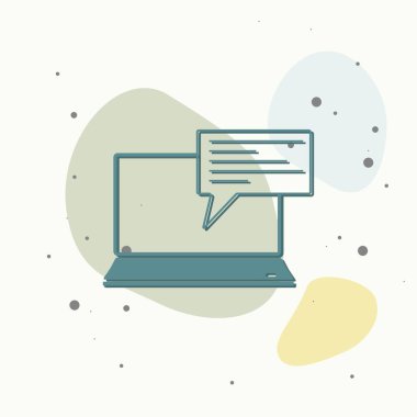 Vektör iicon dizüstü bilgisayar ve bir mesaj geldi, çok renkli arkaplan üzerine bir mektup.