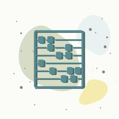 Abaküs 'ün vektör simgesi. Çok renkli arkaplanda matematik ve hesap öğrenmek için tahta abaküs. 