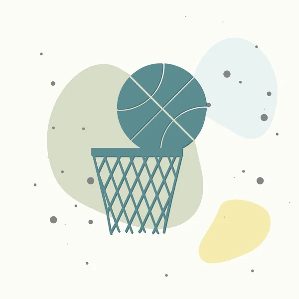 Векторна Іконка Баскетболу Летить Кошик Різнокольоровому Тлі Шари Згруповані Легкого — стоковий вектор
