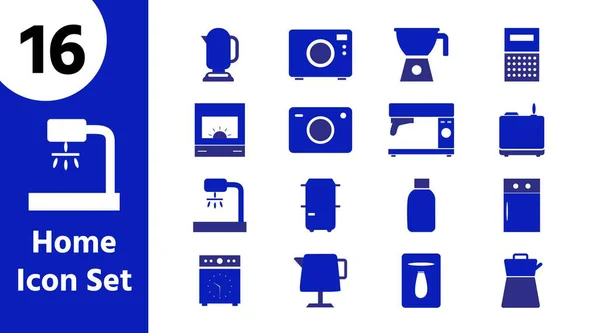 Home Appliances and Kitchen Electronics Icon Set  Blender, Coffee Maker, Toaster, and Fridge Vector