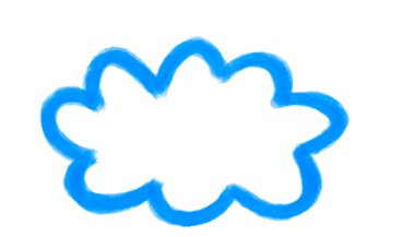 El yapımı mavi bulut şekli şeffaf arkaplanda izole edilmiş. Çizgi film karalama çerçevesi ya da konuşma balonu metin, notlar ya da yaratıcı tasarım için. PNG