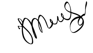 Şeffaf arka planda izole edilmiş gerçekçi siyah mürekkep imzası. Tasarım, markalaşma veya belge şablonları için zarif imza tarzı ögesi. Düzgün çizgileri olan yüksek kaliteli PNG ve