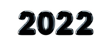 Parlak 2022 yılbaşı tatili, beyaz arka planda. 3d oluşturma