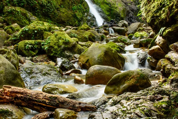 Attractive Waterfall and Green Moss Stone In Forest — Stock Photo, Image