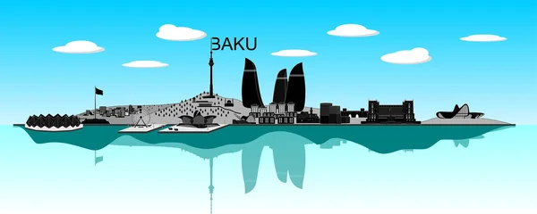 Baku skyline della città — Vettoriale Stock