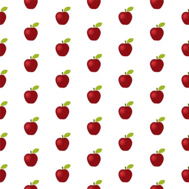 Beyaz arkaplanda pürüzsüz kırmızı elma deseni