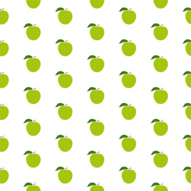 Beyaz arkaplanda pürüzsüz yeşil elma deseni