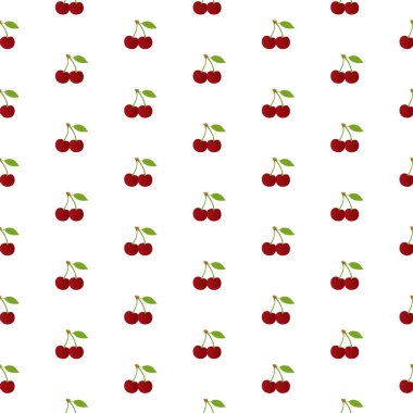 Beyaz arkaplanı olan kusursuz kiraz deseni
