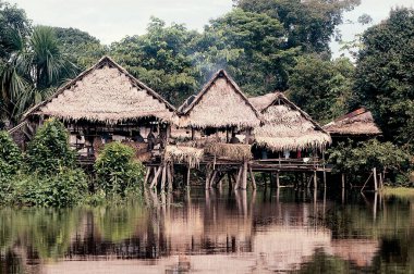 Iquitos belen, Peru, tekne, güzellik abidesi, bina, ev, panorama manzarası, palafitos