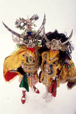 ORURO, BOLIVIA, diablada, Bolivya 'daki Oruro Karnavalı dansçıları, UNESCO Kültür Dünyası Mirası Oruro, Bolivya,