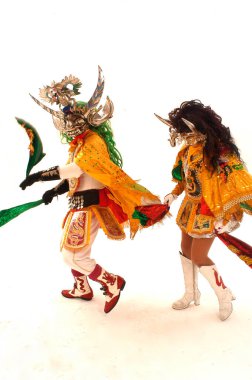 ORURO, BOLIVIA, diablada, Bolivya 'daki Oruro Karnavalı dansçıları, UNESCO Kültür Dünyası Mirası Oruro, Bolivya,