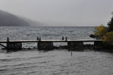Arjantin Bariloche Panoramik Viux Gölü Nahuel Huapi Ahşap İskelesi