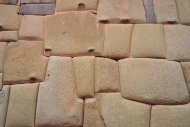 Cusco Peru 'daki antik harabelerden kalma duvar taşları, İnka tarihi kültürü.