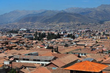 Peru cusco panoramik viux tarihi şehir dağı