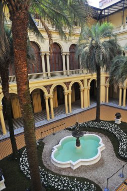 Buenos Aires, Argentina, palmiye ağacı, avlu, avlu, çeşme, hükümet. Pembe ev, gobierno evi, hükümet evi, patiuo de las palmeras