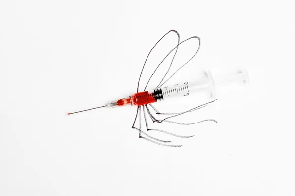 Çizim Sivrisinek ve şırınga