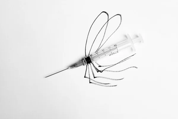 Çizim Sivrisinek ve şırınga