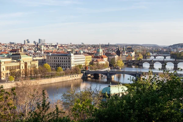 Prag Tjeckien April 2020 Utsikt Över Staden Från Letna Kullen — Stockfoto