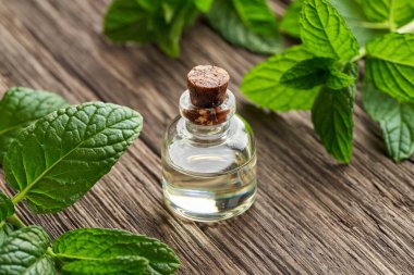 Taze nane şekerli bir yağ şişesi.