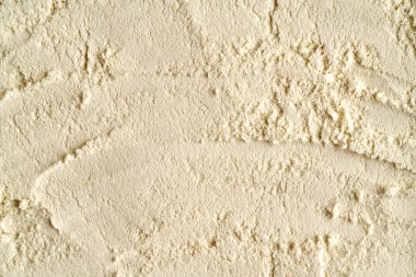 Arka plan olarak beyaz protein tozu, üst görünüm