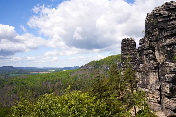 Pedras Parque Nacional Ceske Svycarsko Suíça Checa Primavera Com Céu — Fotografia de Stock