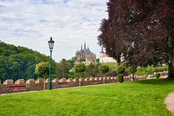 Kutna Hora Czeska Republika Czerwca 2021 Zielony Park Katedrą Barbary — Zdjęcie stockowe