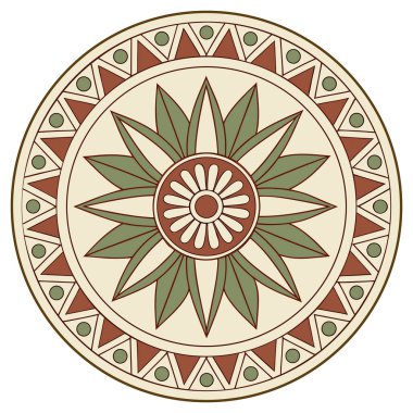 Bu tasarım, rafine edilmiş, simetrik bir mandala formatında sunulan klasik bir çiçek rosetidir. Merkezinde narin boncuklu bir sınır tarafından çerçevelenmiş sekiz yapraklı bir nilüfer motifi bulunuyor..