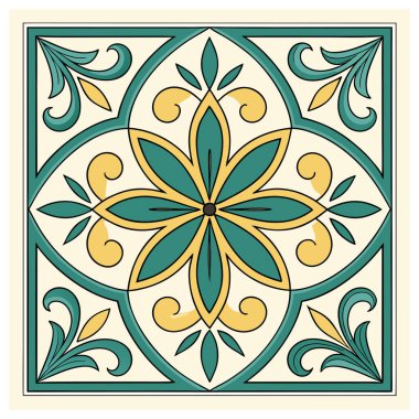 Bu Akdeniz esinlenilmiş fayans illüstrasyonunda geleneksel Talavera ve İspanyol Azulejo sanatından etkilenen çarpıcı simetrik bir çiçek motifi yer alıyor. Tasarım, zarif bir deniz mavisi kaydırma ile çerçevelenmiş merkezi sekiz yapraklı bir çiçek sergiliyor.