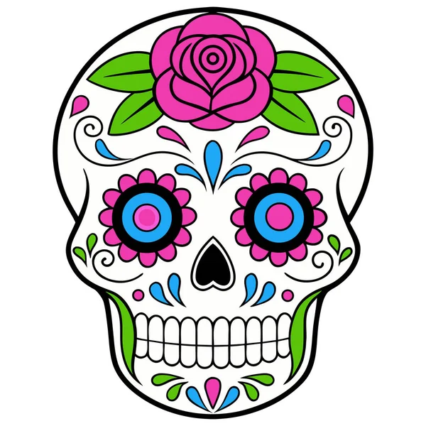 Bu siyah-beyaz kafatası çizimi kültürel detaylarla dolu simetrik bir tasarıma sahip. Kalp şeklinde göz çukurları, çiçek motifleri ve girdap desenleri kafatasını süslüyor, Da de los Muertos 'un geleneksel sanatını yansıtıyor..