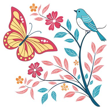 Bu Meksika Talavera fayans deseninin canlı bir vektör çizimi. Kare tasarım, mavi geometrik kenarlar ve stilize edilmiş yeşil köşe aksanları ile çevrili beyaz bir arkaplan karşısında merkezi kırmızı ve yeşil bir çiçek içerir, tipik