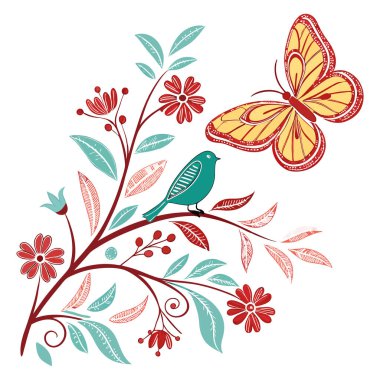 Bu Meksika Talavera fayans deseninin canlı bir vektör çizimi. Kare tasarım, mavi geometrik kenarlar ve stilize edilmiş yeşil köşe aksanları ile çevrili beyaz bir arkaplan karşısında merkezi kırmızı ve yeşil bir çiçek içerir, tipik