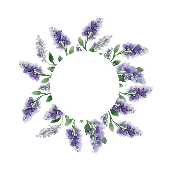Watercolour Wreath Lilac Wedding Invitation Cards — Stock Photo, Image