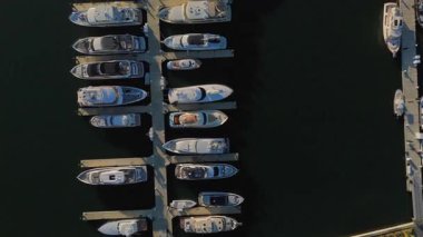 Yatı ve simetrik rıhtımı olan Palm Beach marinası.